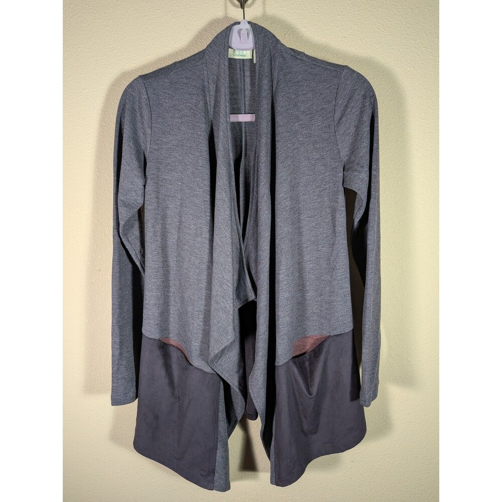 LOGO Lounge Lori Goldstein Grey Long Open Front Cardigan XXS Pockets